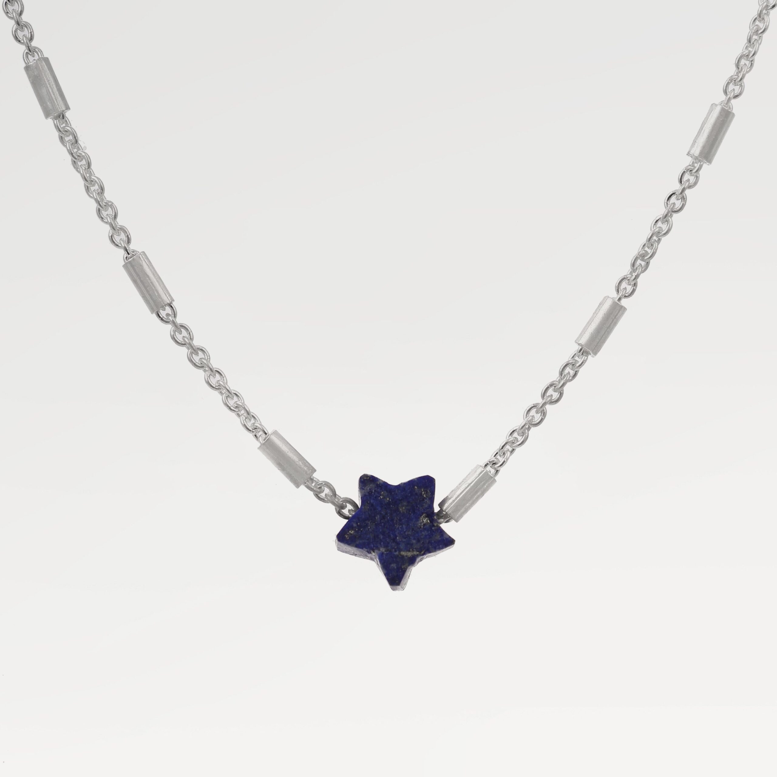 Zoe Silver Plated Lapis Lazuli Star Beads Necklace Zoe Silver Plated Lapis Lazuli Star Beads Necklace